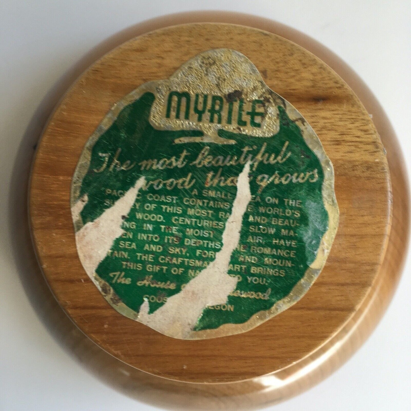 MCM Myrtle Wood Pedestal Wood Bowl Lid Tiki Bar Home Vintage Coos Bay Oregon VTG