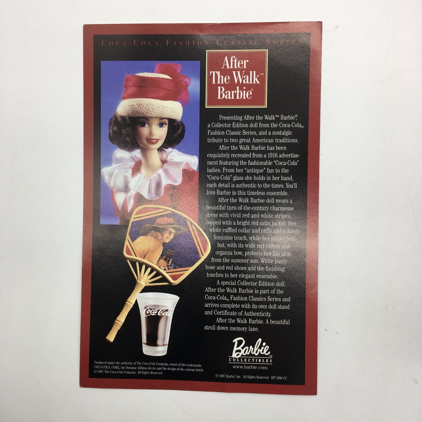 Mattel Coca Cola Barbie Doll 1997 After The Walk Fashion Classic Original Box
