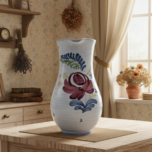 Decorative vase with floral design on a Cottage core home background