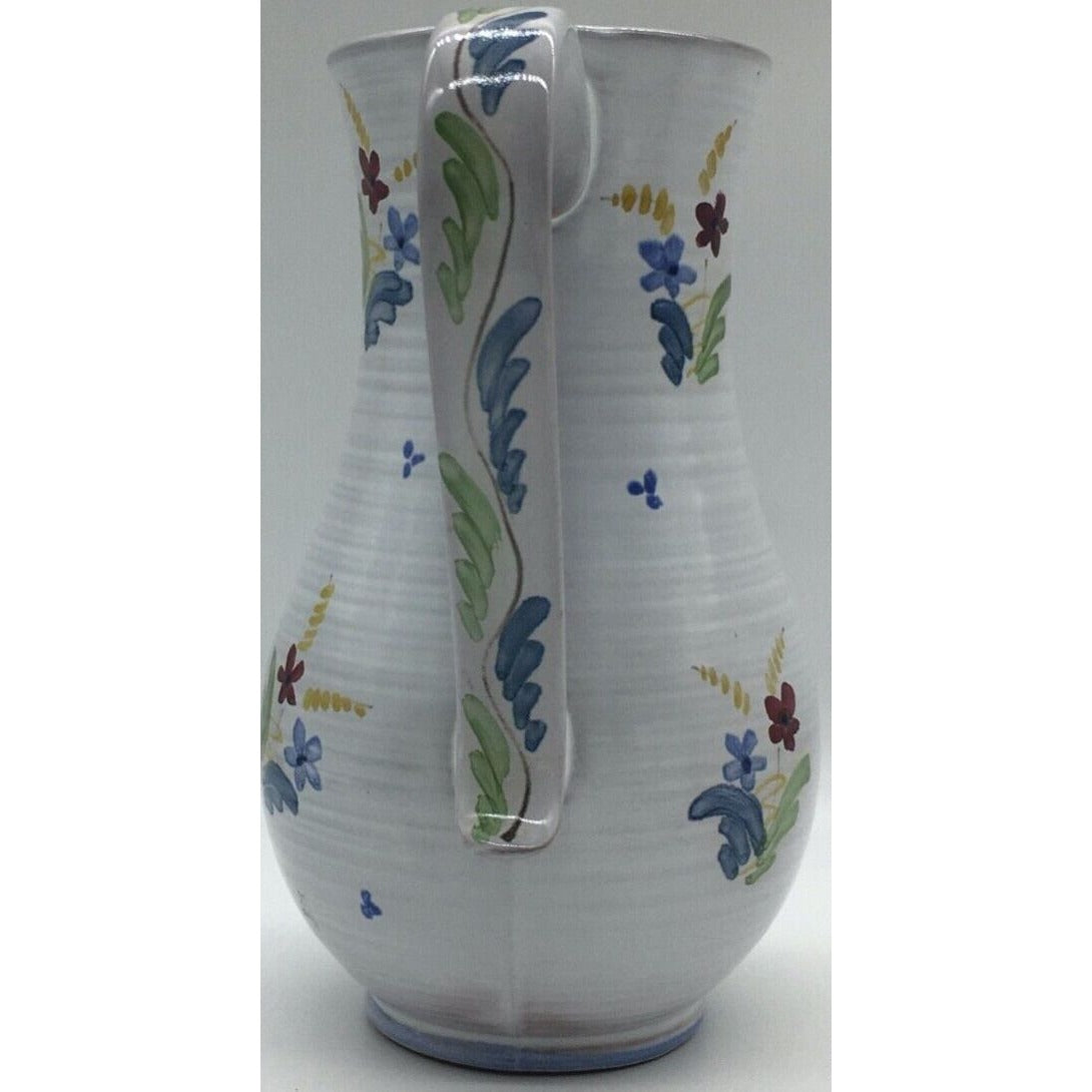Vintage Arabia Art Pottery Finland Hand Painted Pitcher Floral Country Cottage