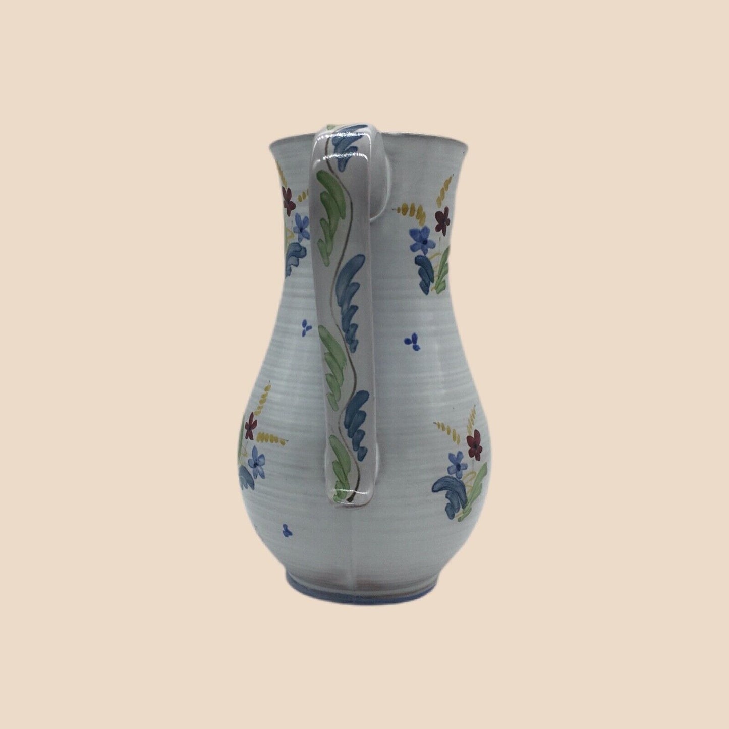 Vintage Arabia Art Pottery Finland Hand Painted Pitcher Floral Country Cottage