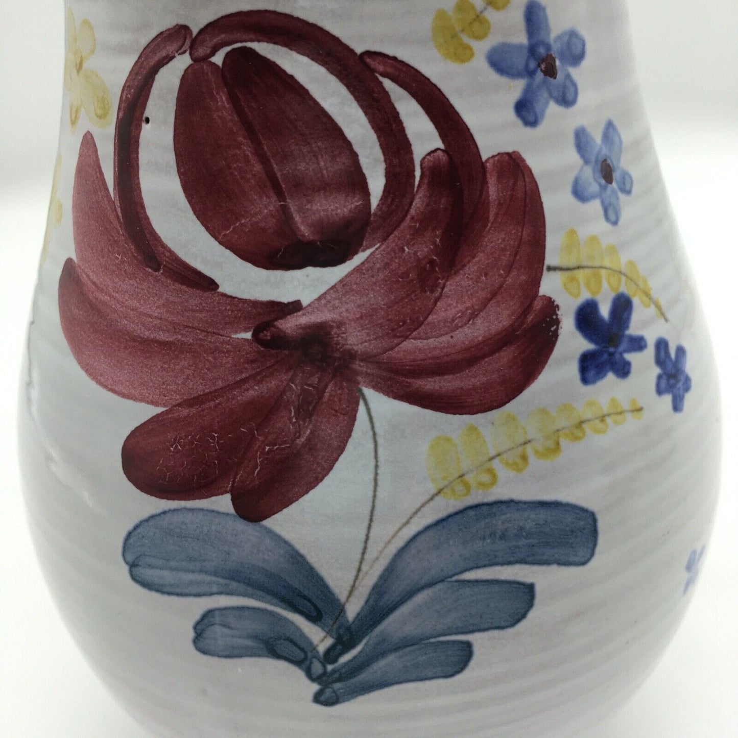 Vintage Arabia Art Pottery Finland Hand Painted Pitcher Floral Country Cottage