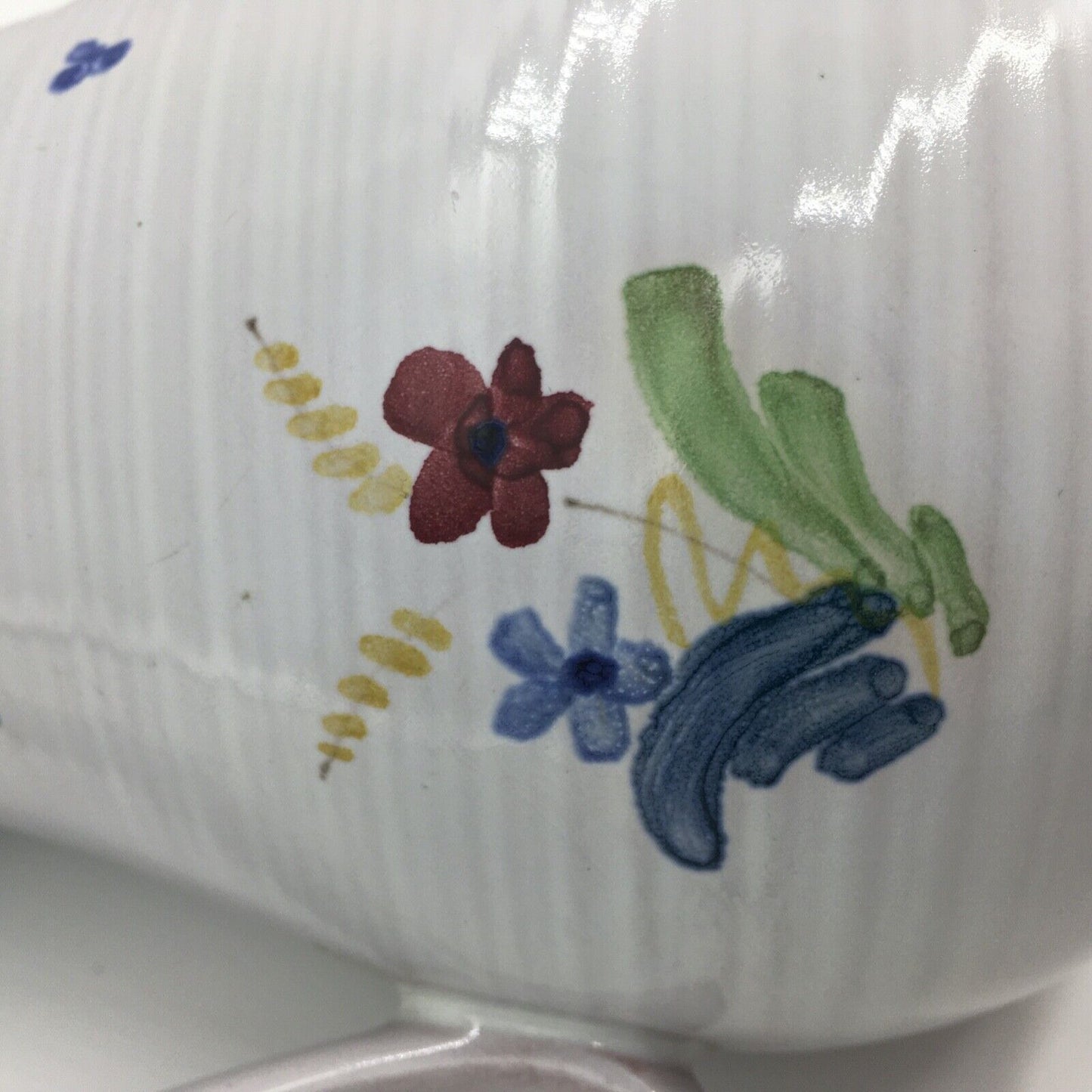Vintage Arabia Art Pottery Finland Hand Painted Pitcher Floral Country Cottage