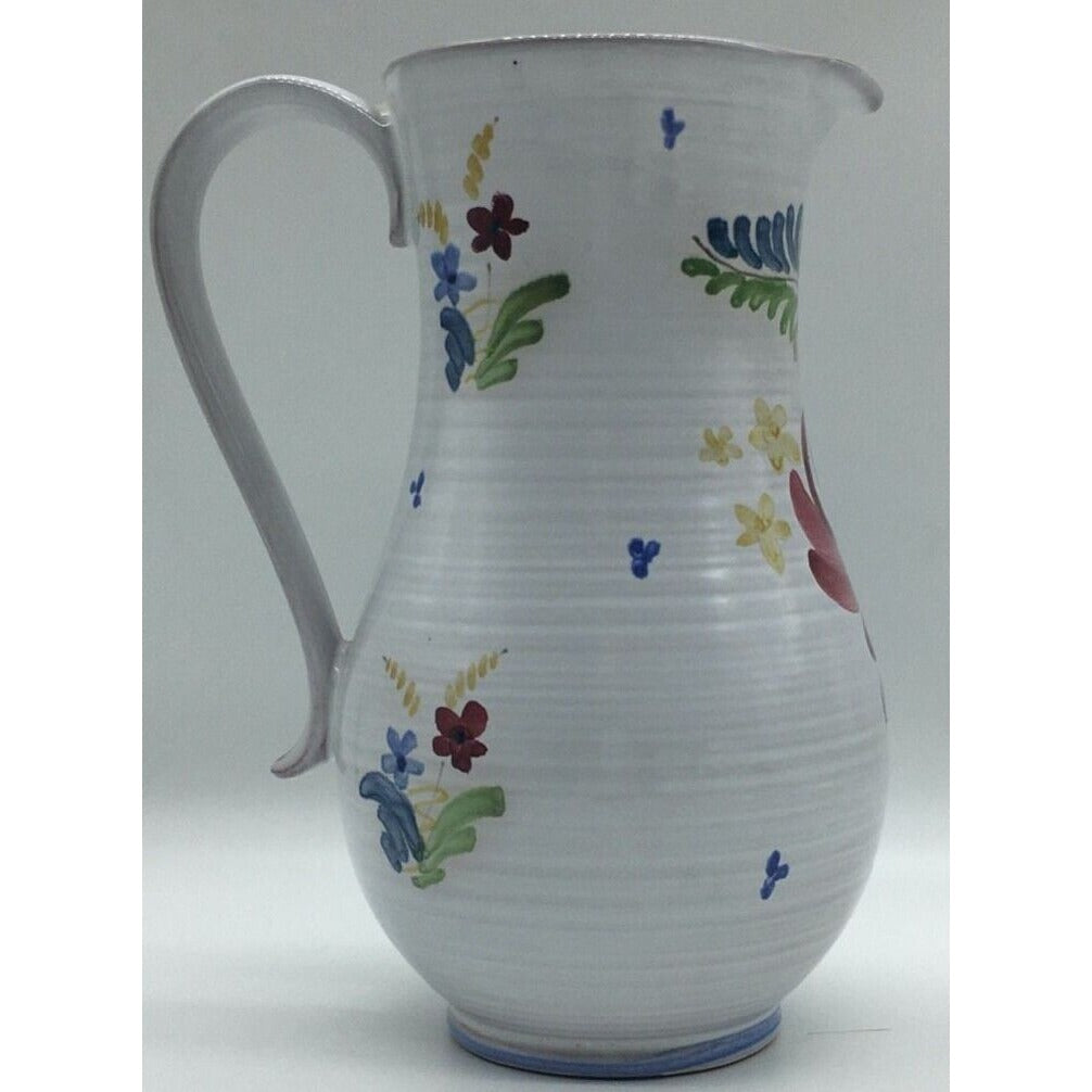 Vintage Arabia Art Pottery Finland Hand Painted Pitcher Floral Country Cottage