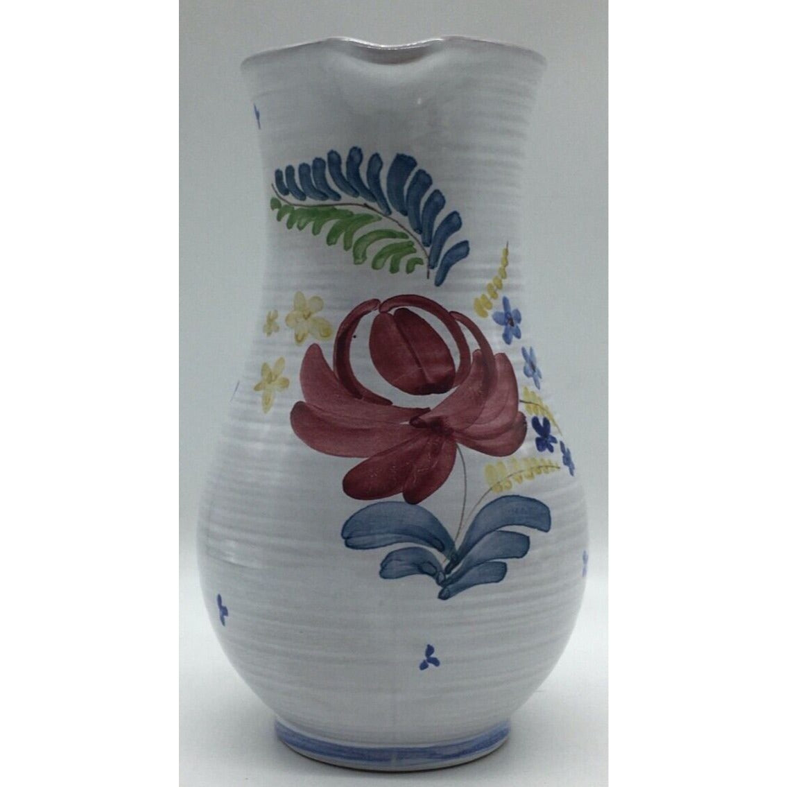 Vintage Arabia Art Pottery Finland Hand Painted Pitcher Floral Country Cottage