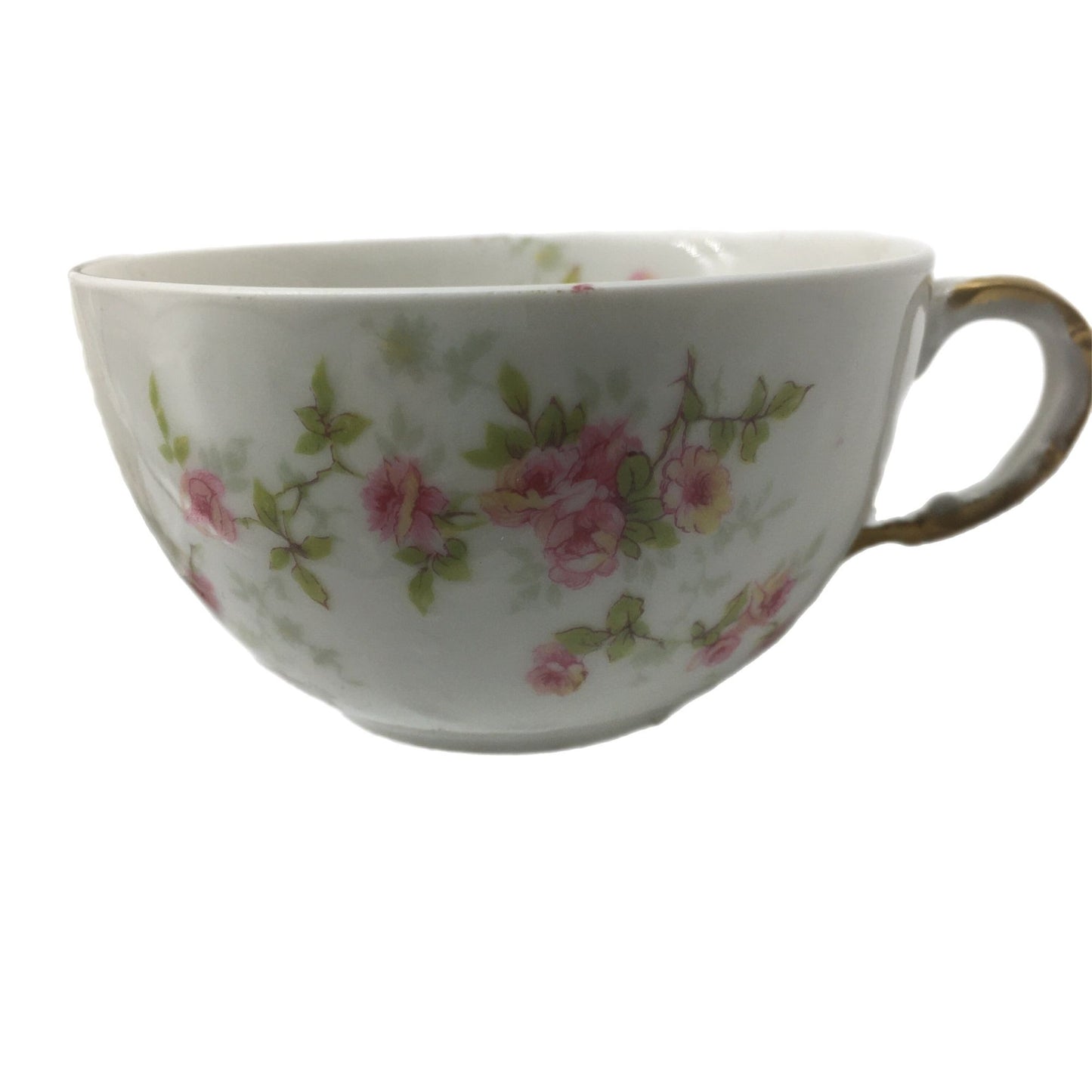 Theodore Haviland Set of 8 Antique Tea Cup and Saucers, Delicate Porcelain Pink Rose Pattern Teacups, Floral Tea Cup and Saucer, Teacups