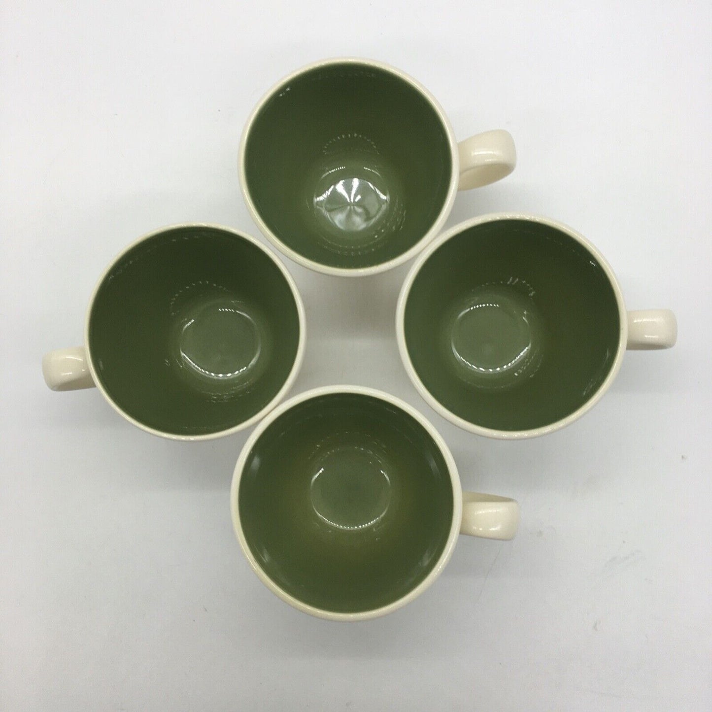 Taylor Smith Taylor Lemon Blossom Cup & Saucer Set of 4 Sage Green Interior VTG