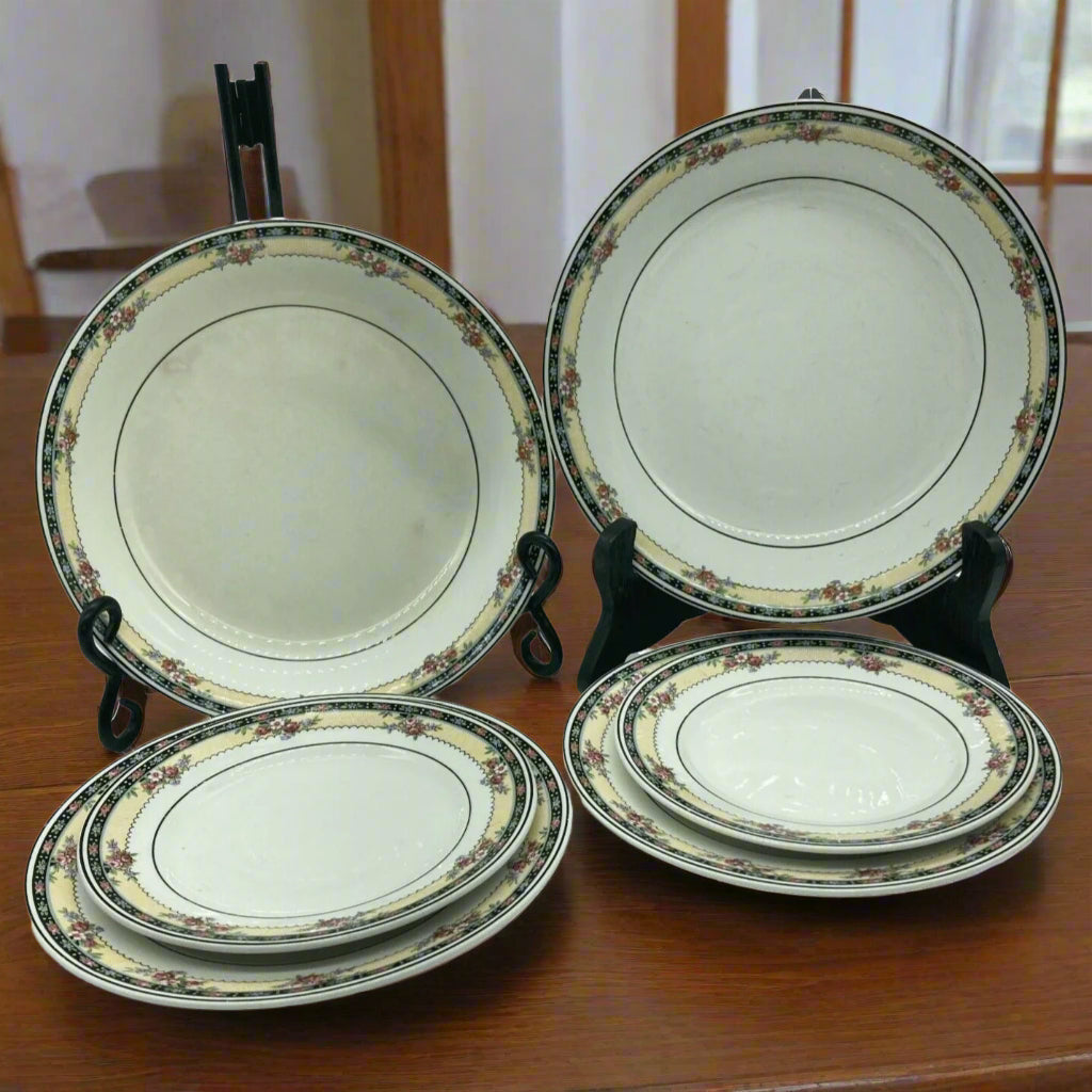 Homer Laughlin L5N USA Two Settings Salad Dessert Soup Bowl Kwaker Flora Antique