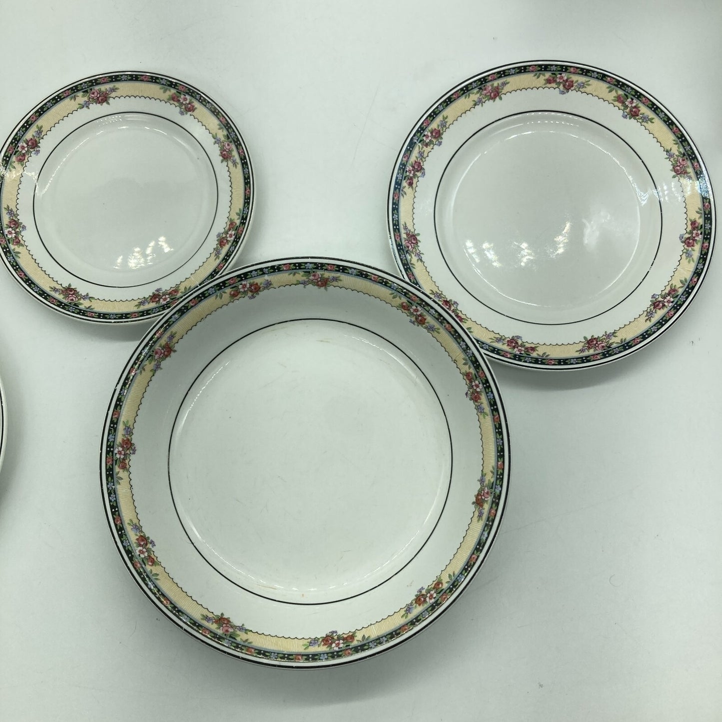Homer Laughlin L5N USA Two Settings Salad Dessert Soup Bowl Kwaker Flora Antique