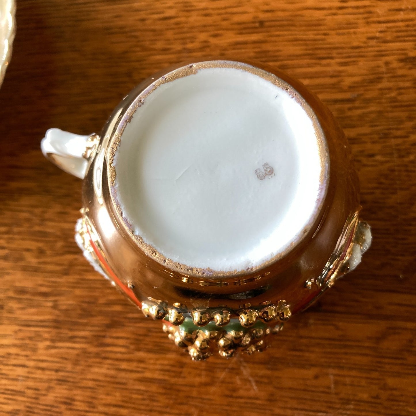 Antique Art Nouveau Tea Cup and Saucer Heavy Gold Relief Pearled Details German