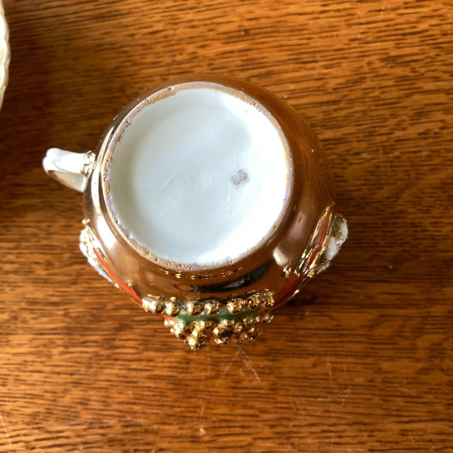 Antique Art Nouveau Tea Cup and Saucer Heavy Gold Relief Pearled Details German