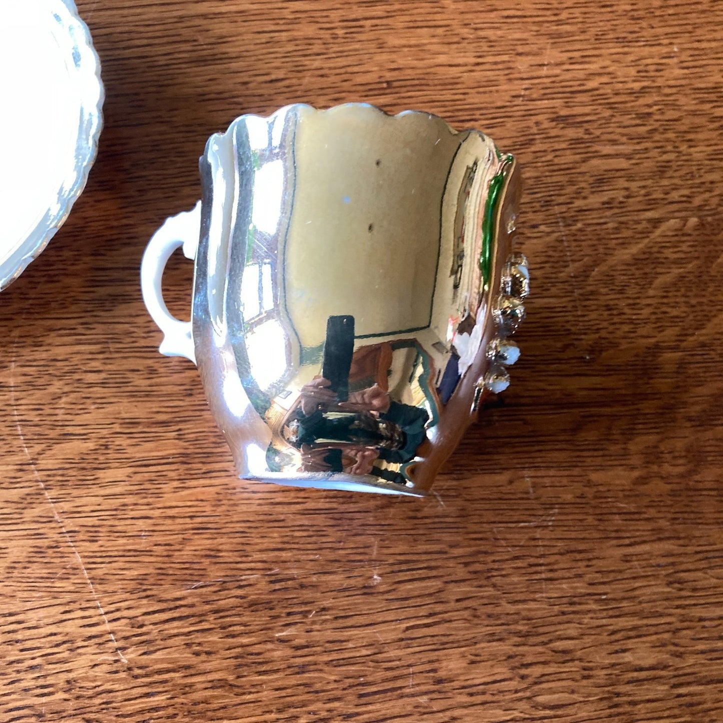 Antique Art Nouveau Tea Cup and Saucer Heavy Gold Relief Pearled Details German