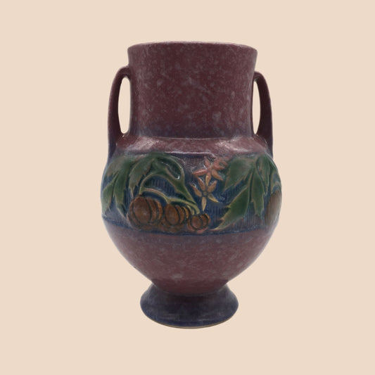 Vintage Roseville Art Pottery Pink Purple Baneda Vase 589-6 Pumpkins