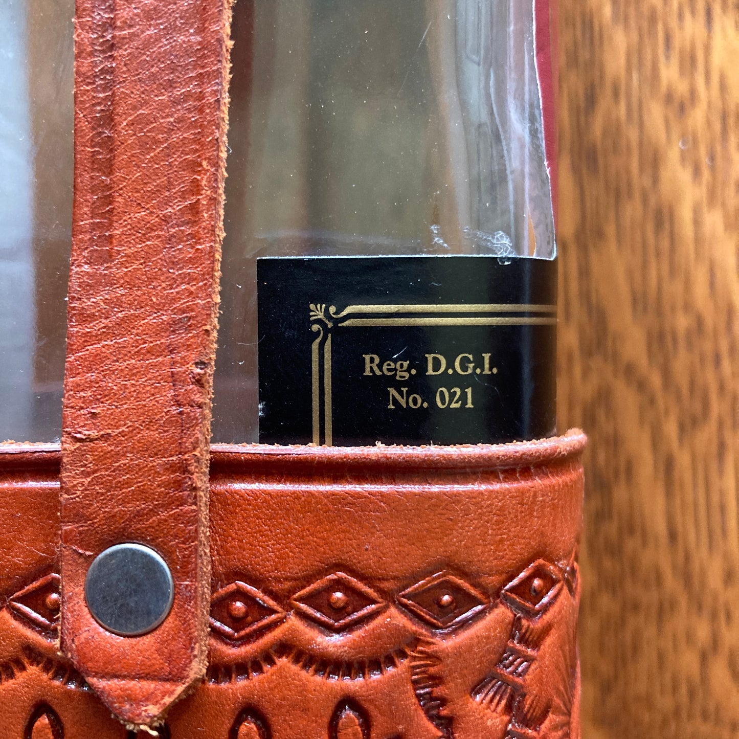 Nicaragua Hand Tooled Leather Bottle Holder/Case With Multi Stamped Designs