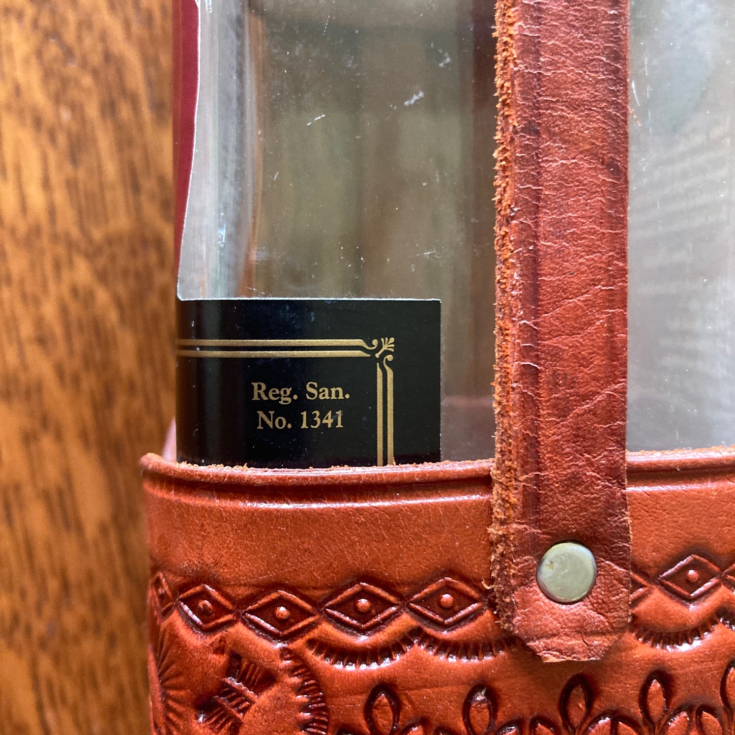 Nicaragua Hand Tooled Leather Bottle Holder/Case With Multi Stamped Designs