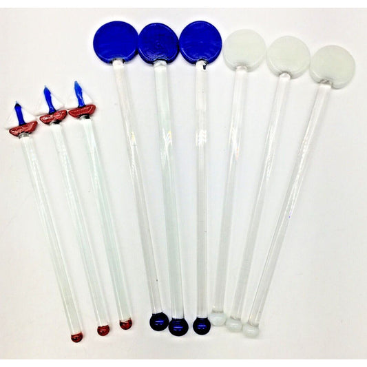 Vintage Barware Art Glass Stir Stick Lot 9 Sailboats Summer Beach Pool Boating