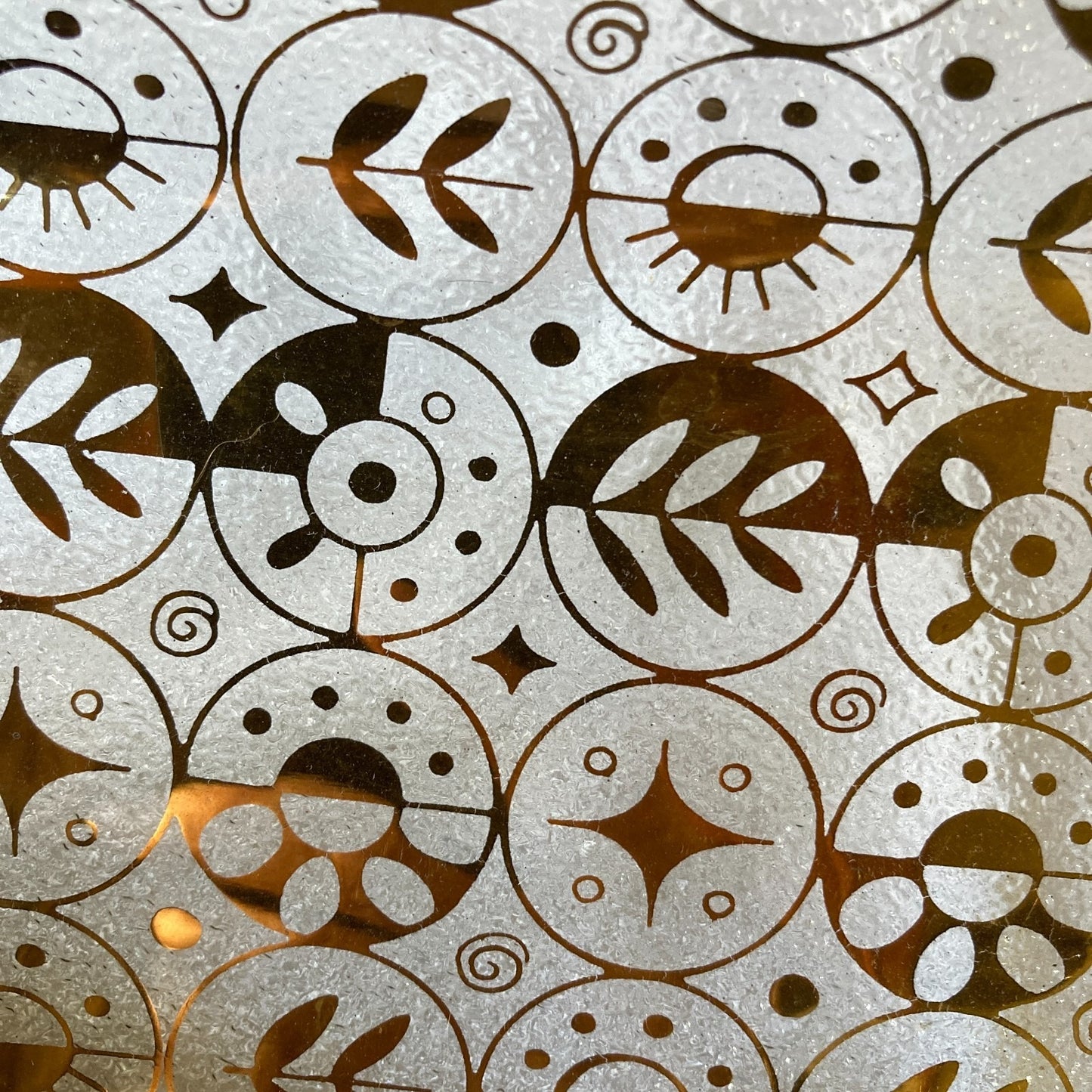 Georges Briard Tray Set 6 Mid Century Modern Circles Textured Glass Gold Pattern