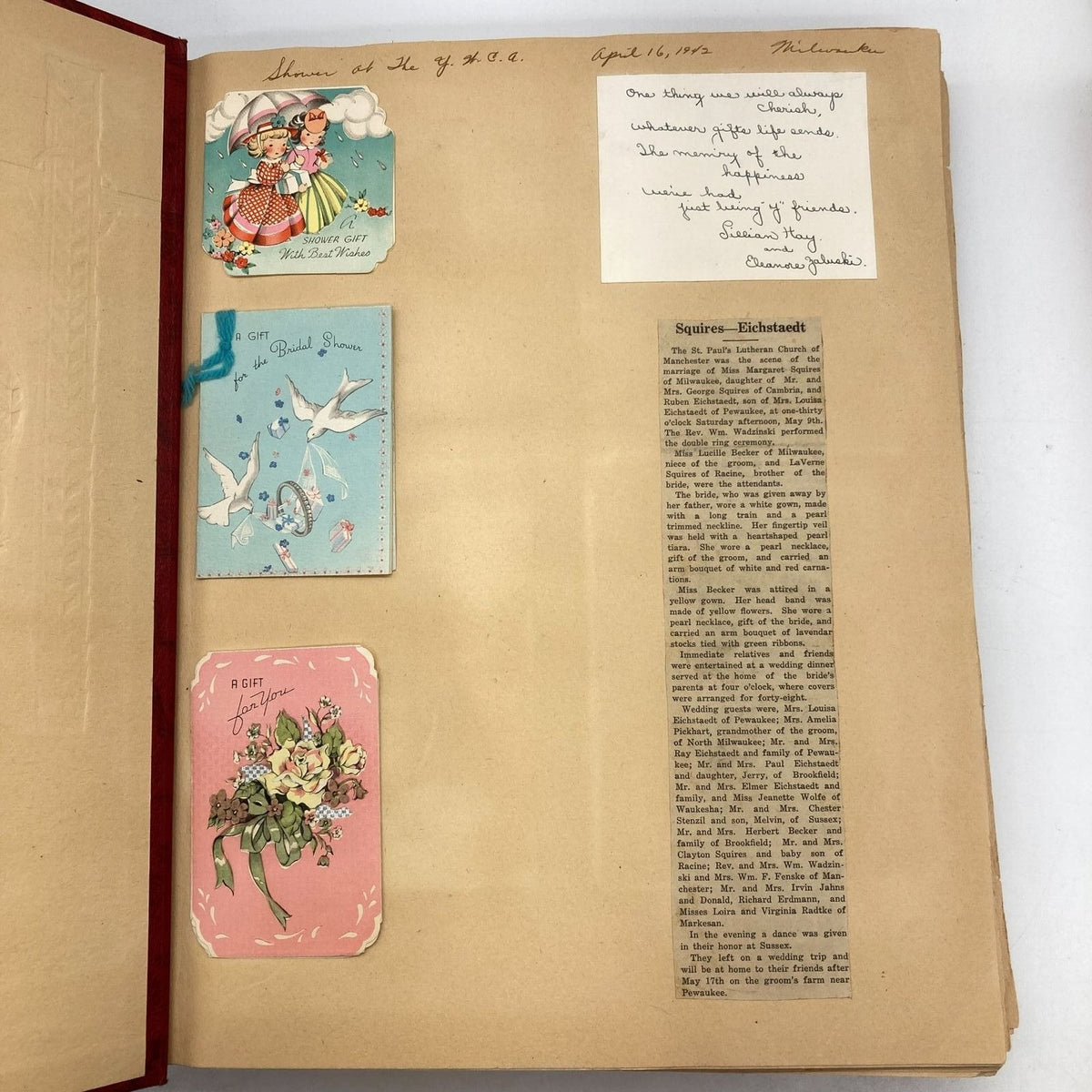 Vintage Scrapbook Red Embossed Stagecoach Leather 138 Greeting Cards Ephemera 1940s-1960s