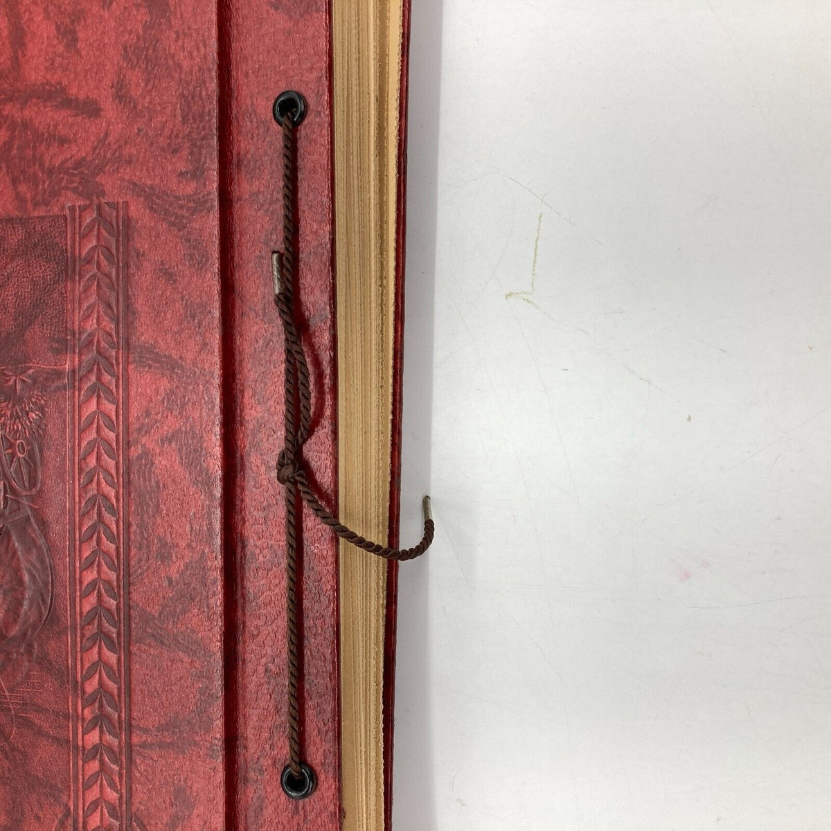Vintage Scrapbook Red Embossed Stagecoach Leather 138 Greeting Cards Ephemera 1940s-1960s