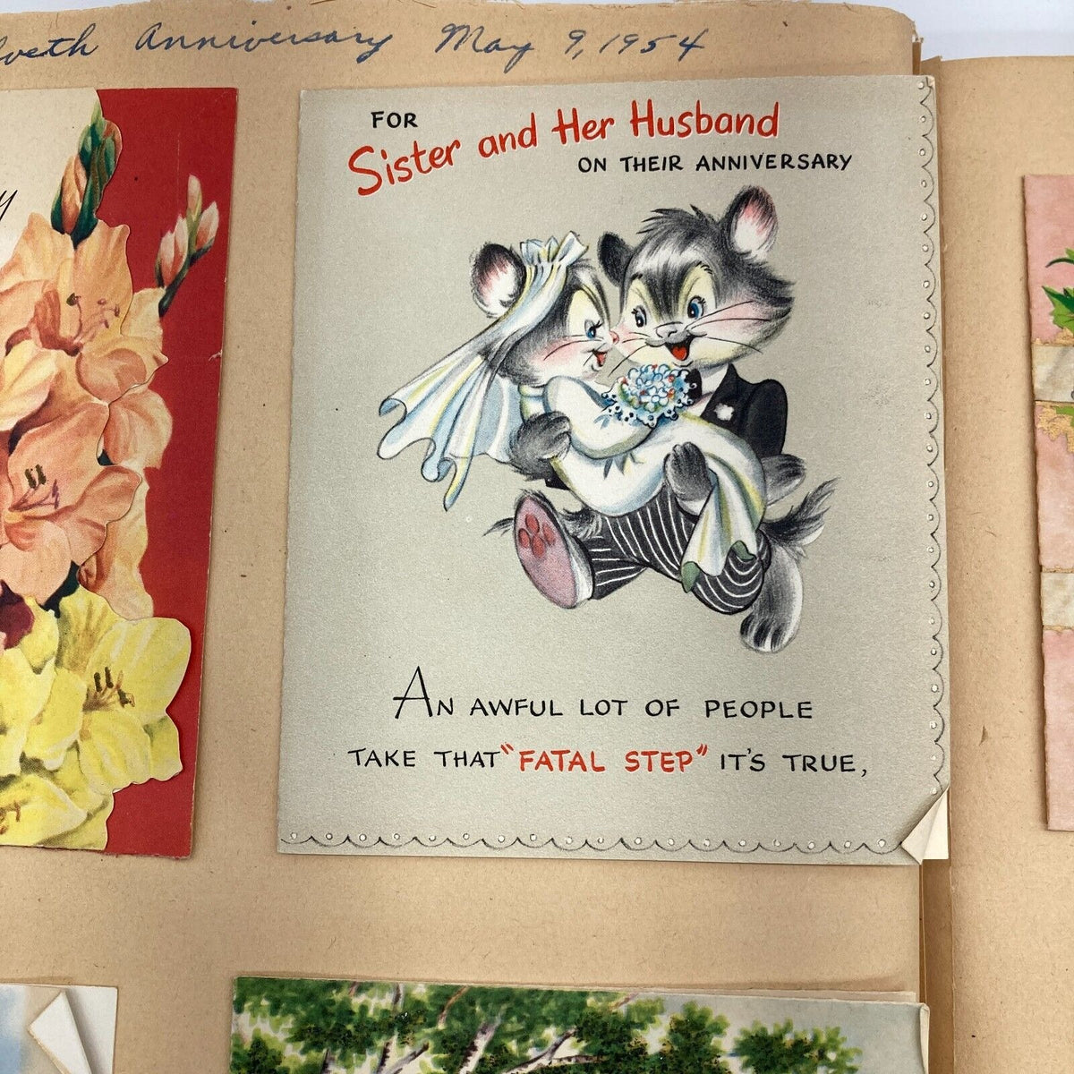 Vintage Scrapbook Red Embossed Stagecoach Leather 138 Greeting Cards Ephemera 1940s-1960s