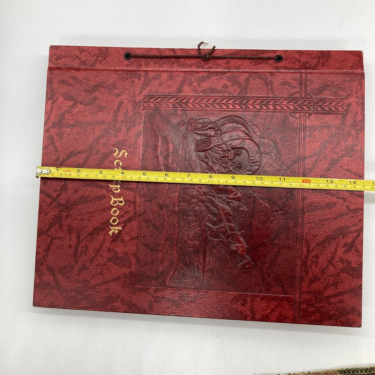 Vintage Scrapbook Red Embossed Stagecoach Leather 138 Greeting Cards Ephemera 1940s-1960s