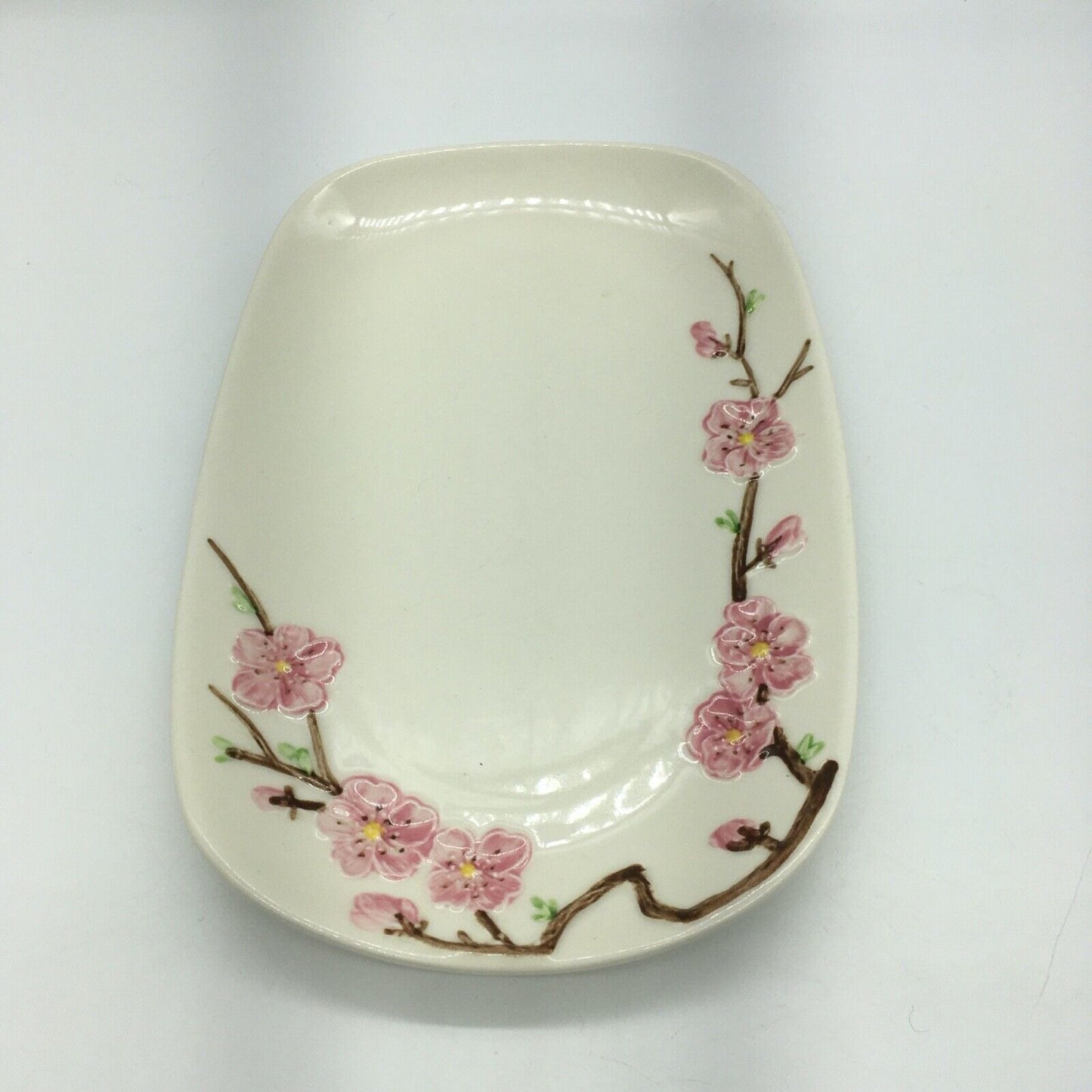 Metlox PoppyTrail Peach blossom Appetizer Set Platter & Dip Dish Vintage USA Cali
