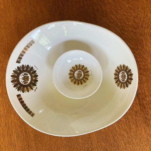 MCM Georges Briard Chip and Dip Bowl Set Vintage 1960s Regalia Design Modernist
