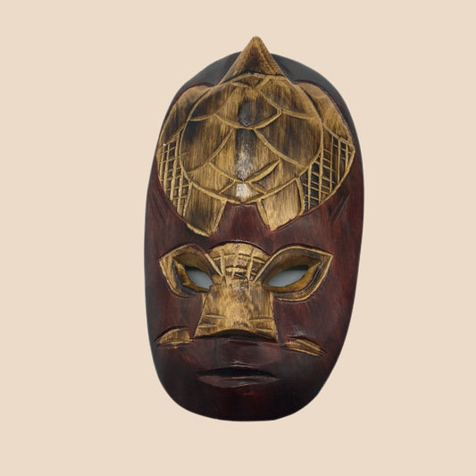 Hand Carved Wooden Sea Turtle Mask 9" Tiki Bar Wall Art Decor Vintage Luau