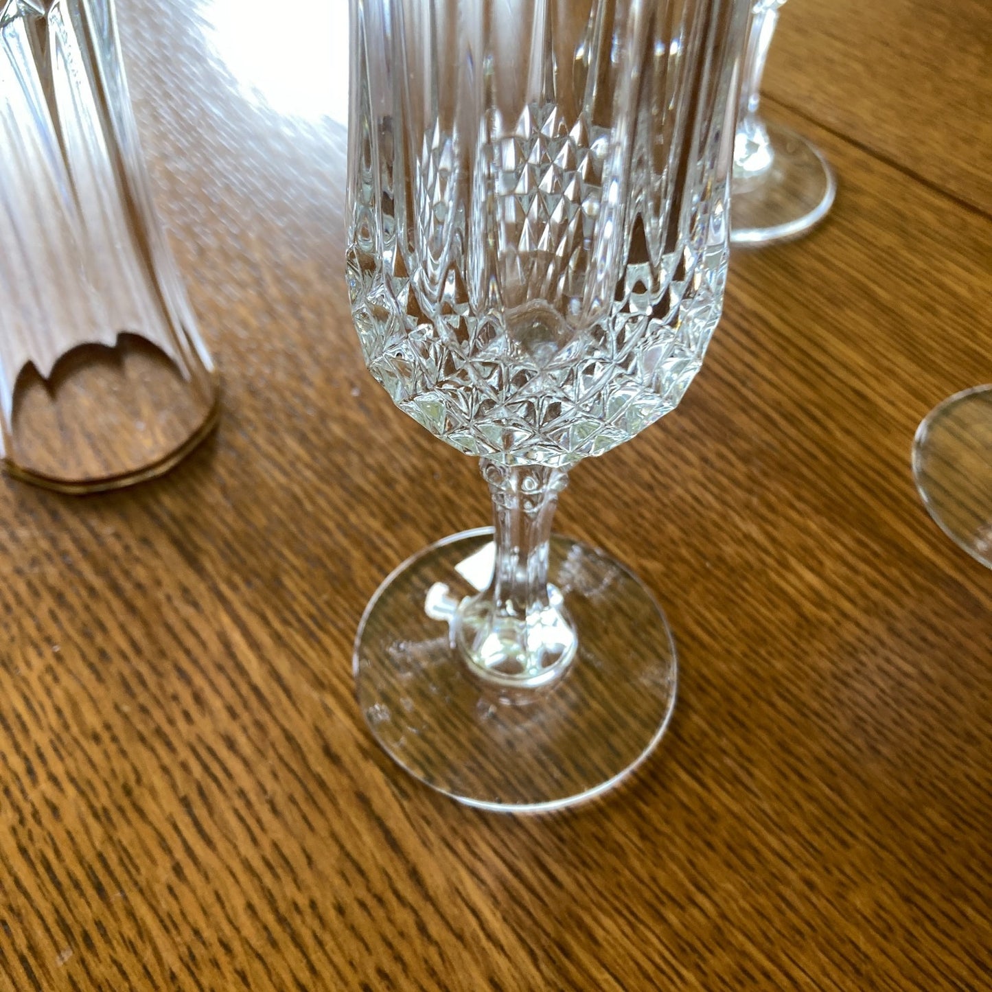 Crystal Champagne Flutes Set of 4 Gold Rims Special Occasion Vintage Bar Ware