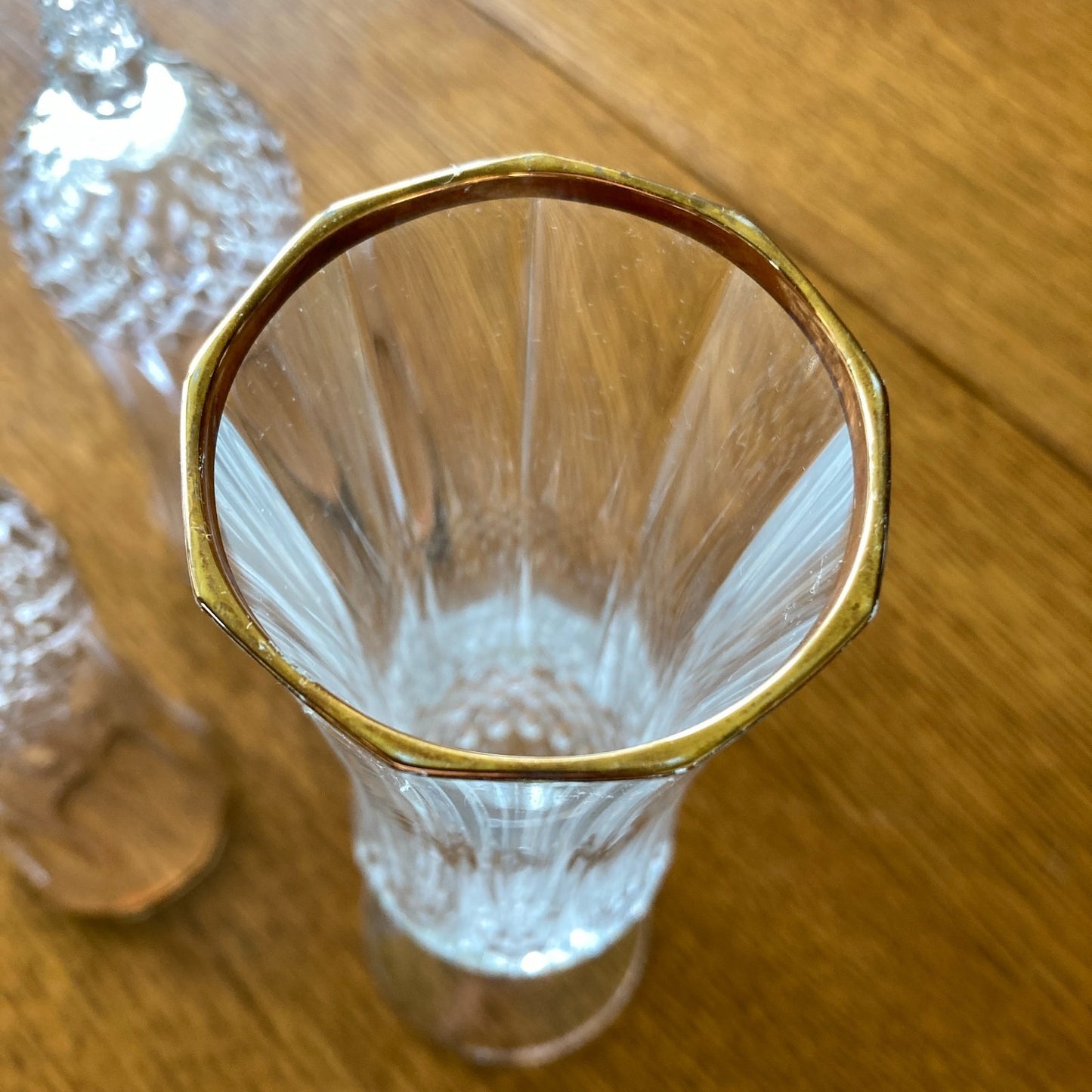 Crystal Champagne Flutes Set of 4 Gold Rims Special Occasion Vintage Bar Ware