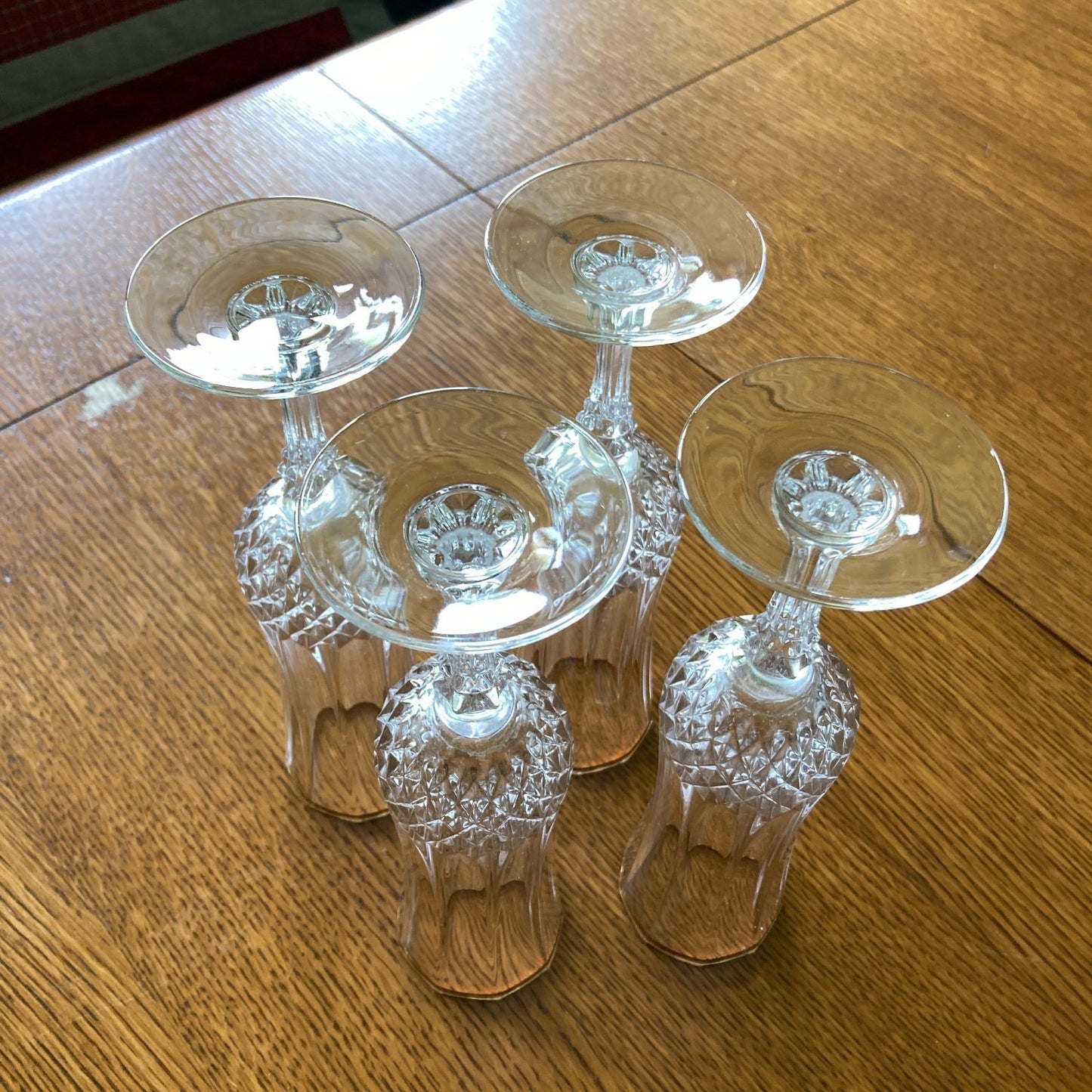 Crystal Champagne Flutes Set of 4 Gold Rims Special Occasion Vintage Bar Ware