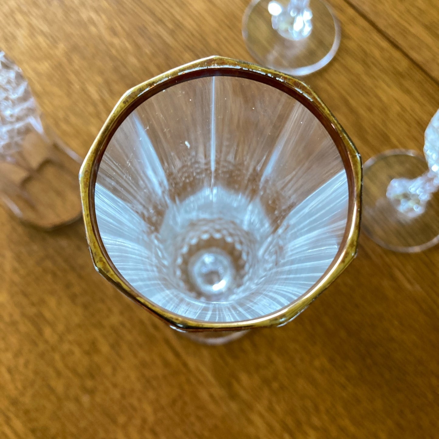 Crystal Champagne Flutes Set of 4 Gold Rims Special Occasion Vintage Bar Ware
