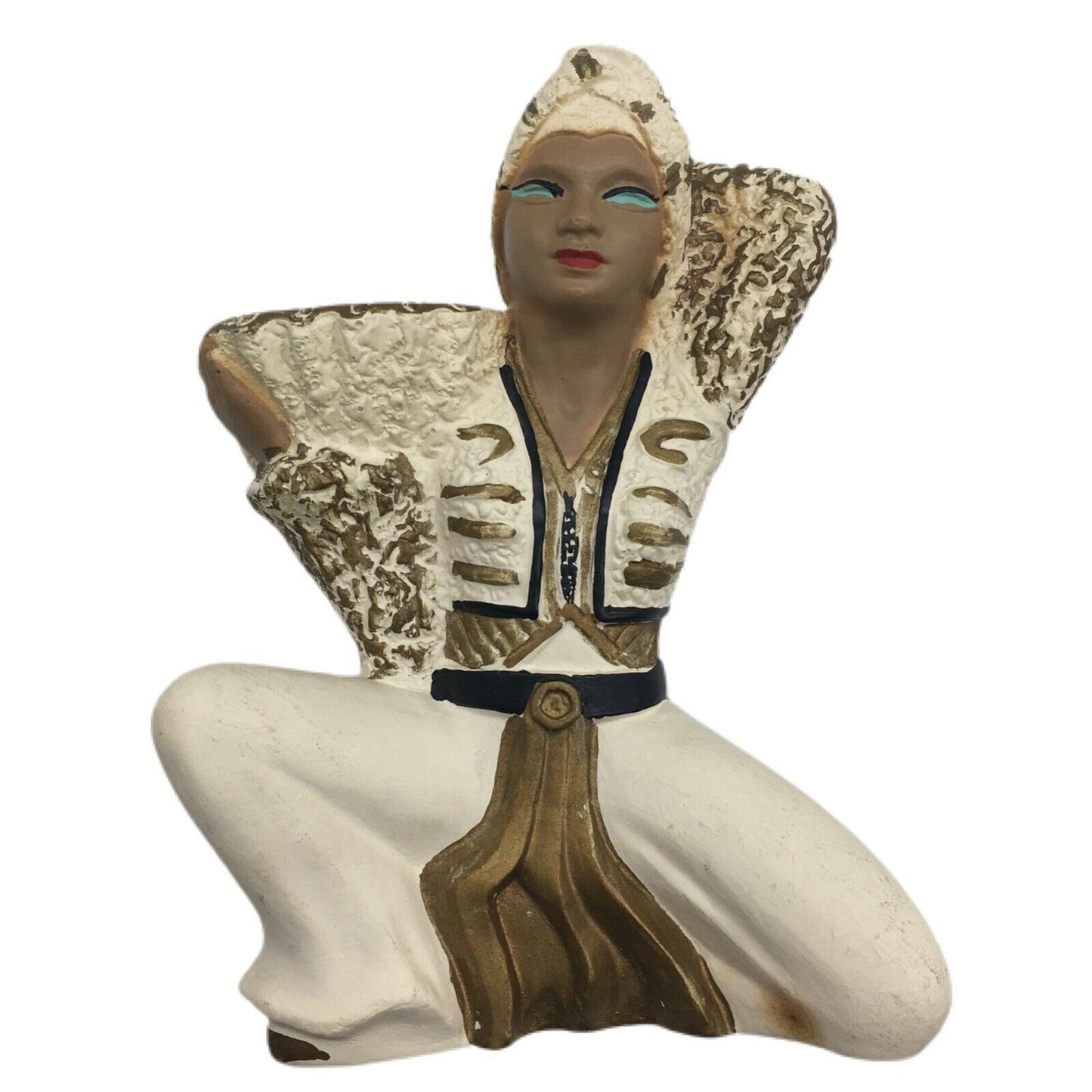 Chalk Ware Exotic Style Plaques Shell Shelves 4 Piece Set Ivory Hand Painted Gold Accent 1956