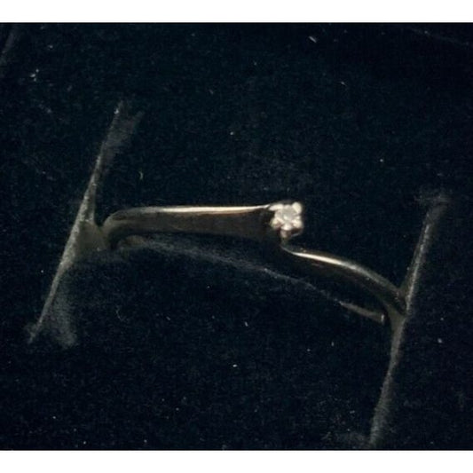 Vintage 10k White Gold Promise Ring With Single Natural Diamond Accent Size 6.25