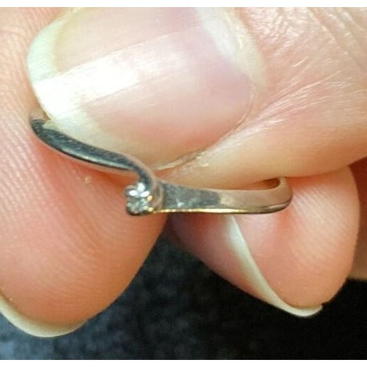 Vintage 10k White Gold Promise Ring With Single Natural Diamond Accent Size 6.25