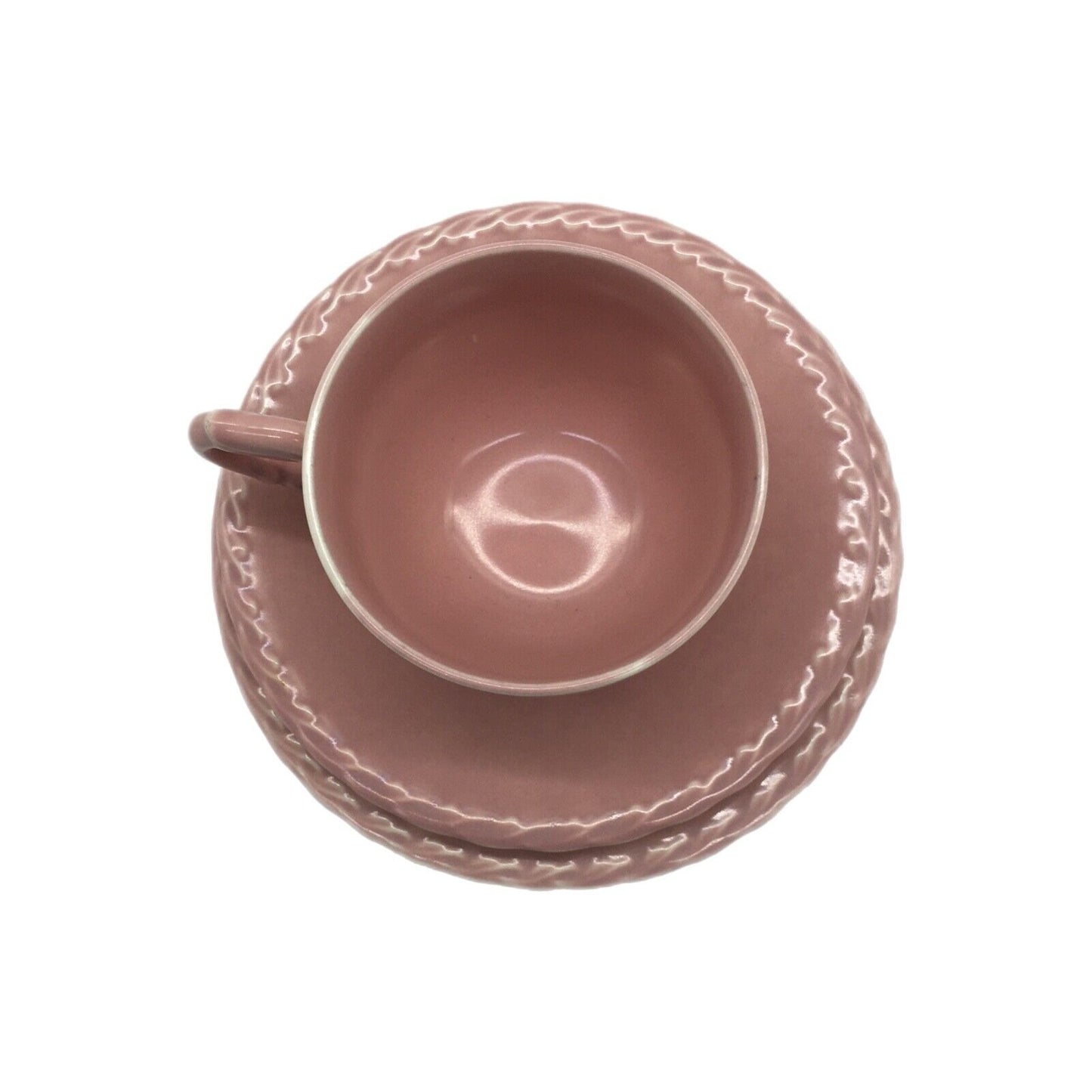 Vernon Kilns Native California Pastel Cup Saucer Dessert Plate Set Trios VTG 40s Cottage Core