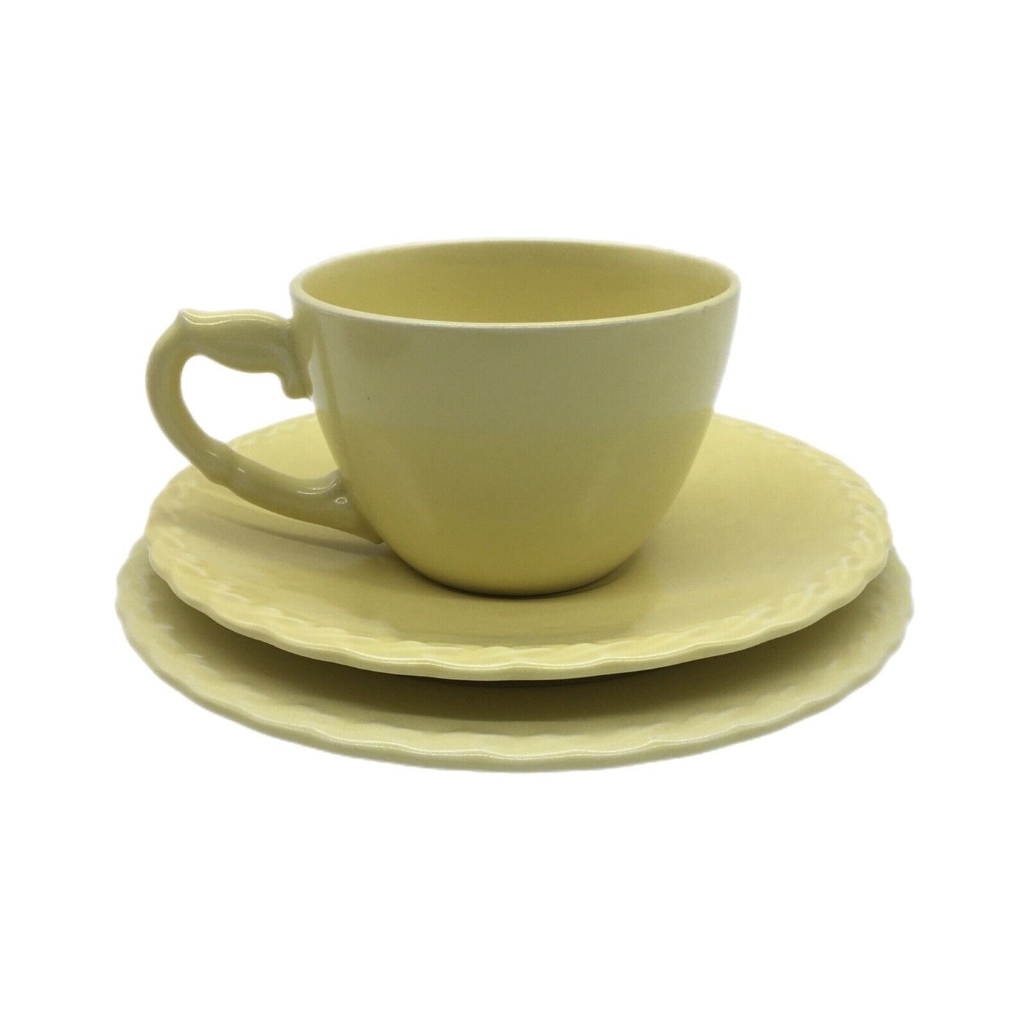 Vernon Kilns Native California Pastel Cup Saucer Dessert Plate Set Trios VTG 40s Cottage Core