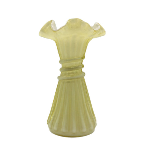 Fenton 8 Candle Glow Cased Glass Vase, Yellow Wheat Fenton 1980s Glass, Fenton Art Glass