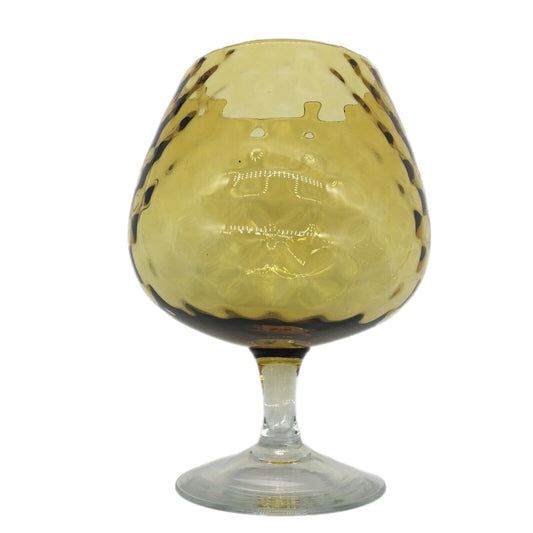 MCM Empoli Blown Glass Brandy Snifter Vase Snack Bowl Barware Large Optic Amber