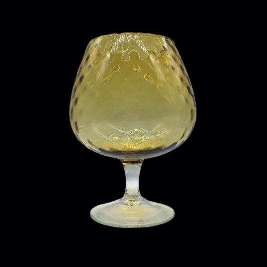 MCM Empoli Blown Glass Brandy Snifter Vase Snack Bowl Barware Large Optic Amber