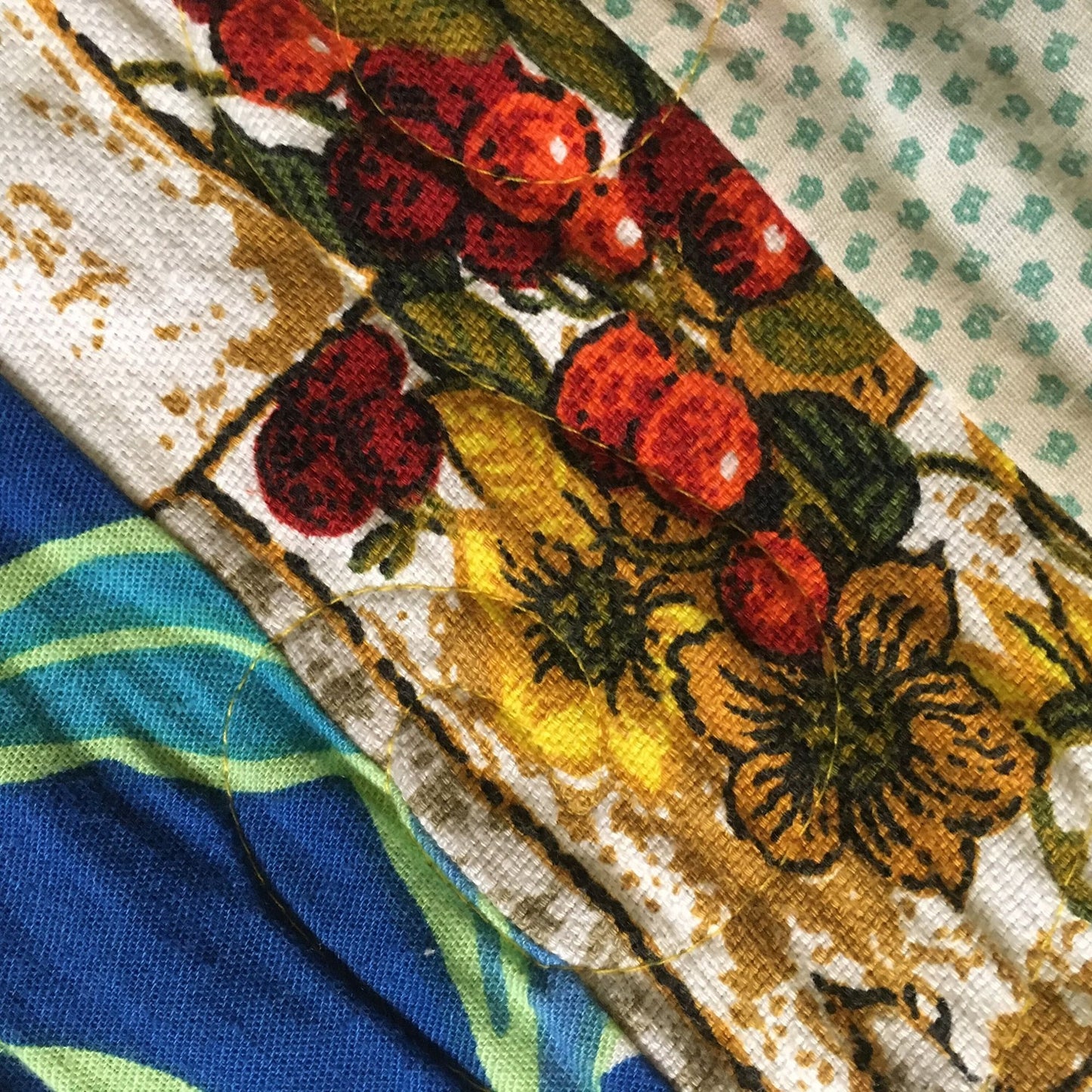Striped Patchwork Quilt 47in. x 94in. Tie-Dye Fleece Blanket Backing Fall Autumn Winter Warm Handmade Vintage