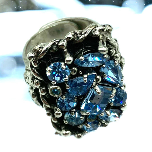 Barclay Cocktail Ring Fashion Jewelry Unbranded Clip on Earrings Blue Rhinestone