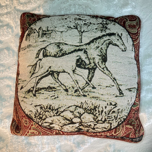 S.A. Maxwell Twin Size Bed Cover Horses Throw Pillow & Linen Source Dust Ruffle