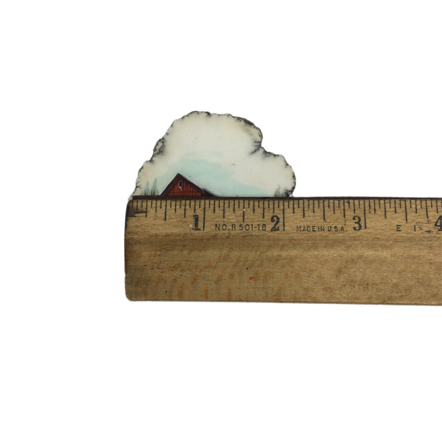 Miniature Art Rustic Barn on 2" Agate Slice Artist Signed Farm Life Winter Scene