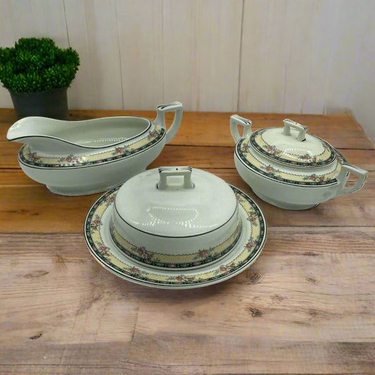 Antique 1925 Homer Laughlin L5N USA Serving Pieces Butter Dome Sugar Dish Gravy