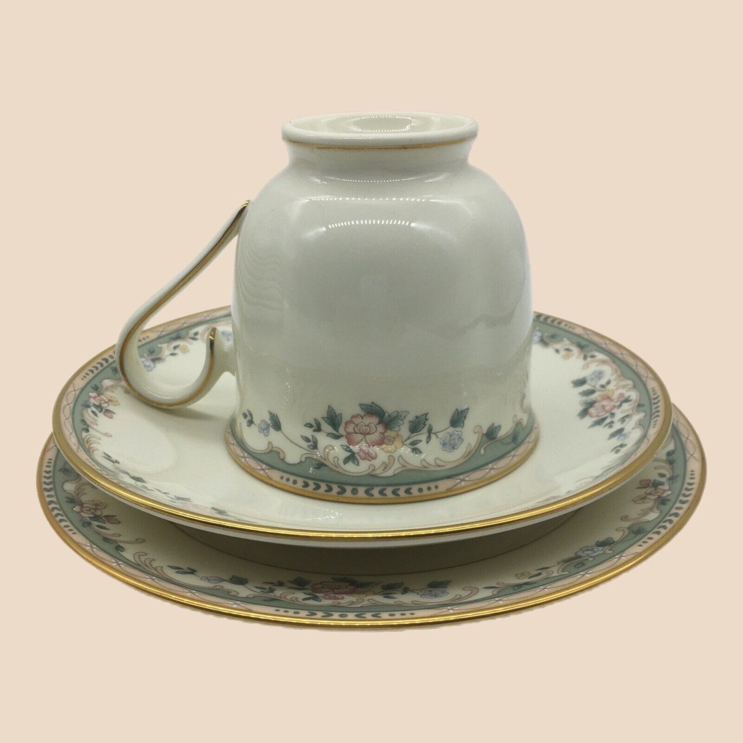 Lenox China Trio Tea Cup Saucer Dessert Spring Vista Pattern Plate Coffee Retire