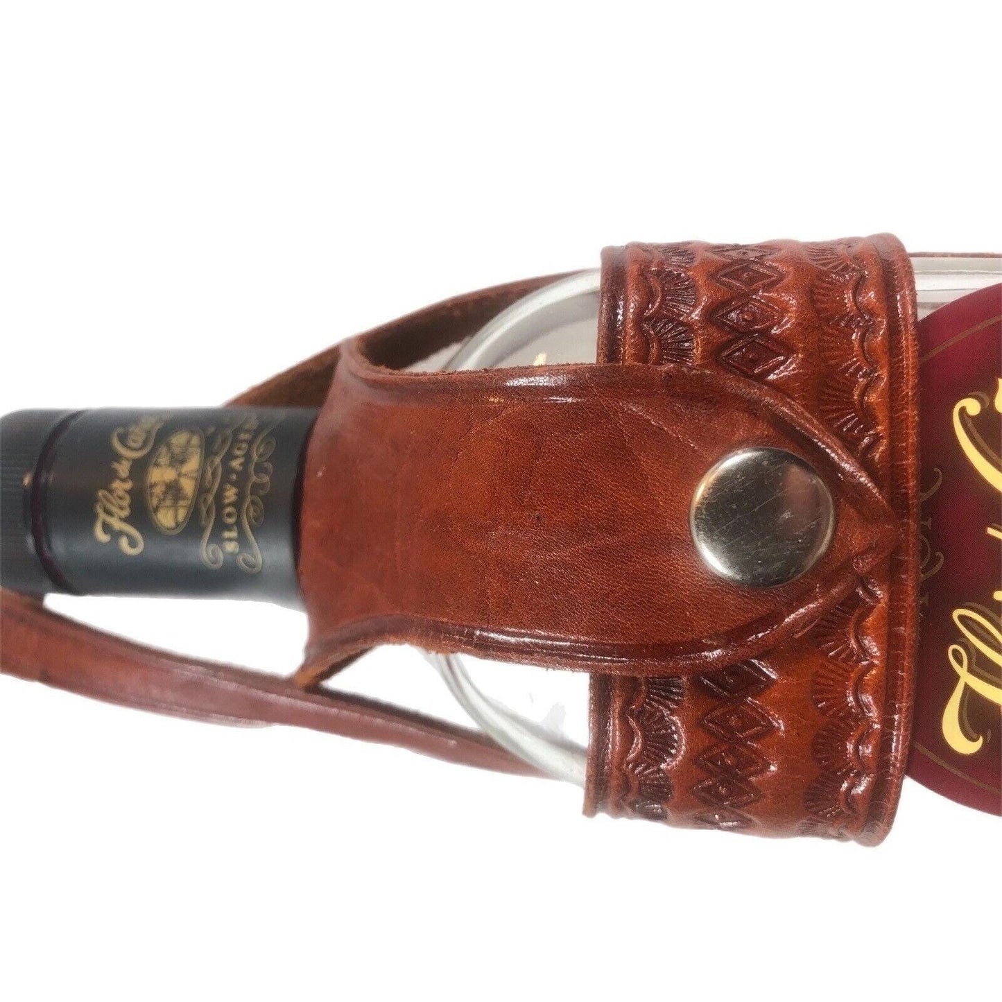 Nicaragua Hand Tooled Leather Bottle Holder/Case With Multi Stamped Designs