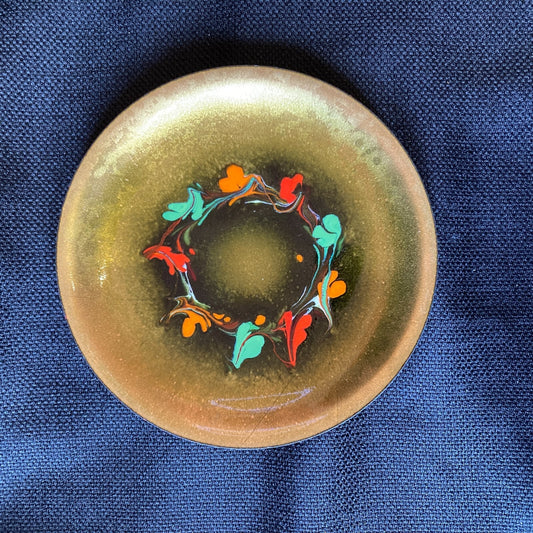 MCM Vide Poche Catchall Metallic Dish Colorful Abstract Design Enamel on Copper