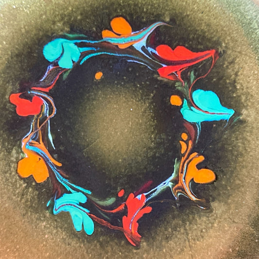 MCM Vide Poche Catchall Metallic Dish Colorful Abstract Design Enamel on Copper