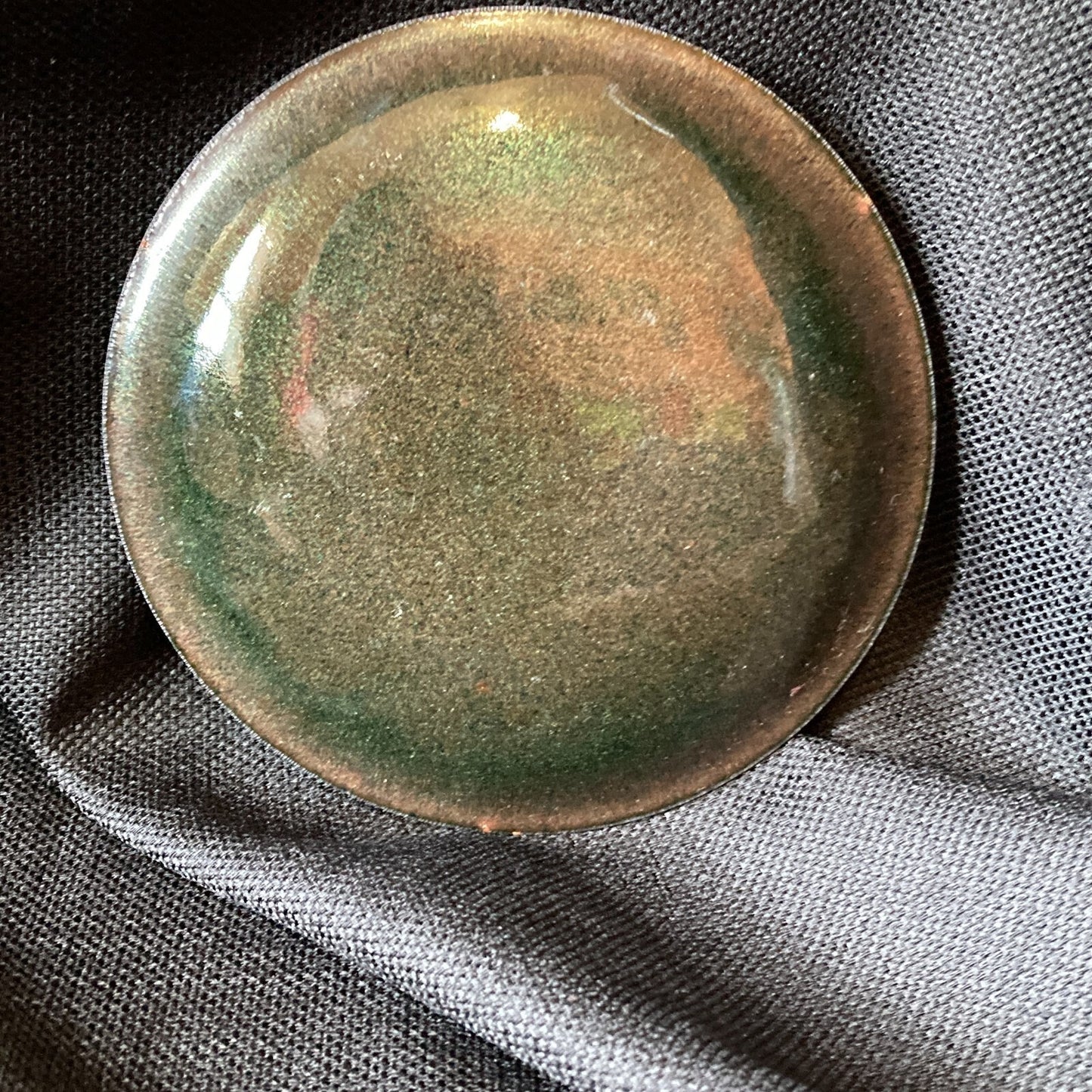 MCM Vide Poche Catchall Metallic Dish Colorful Abstract Design Enamel on Copper